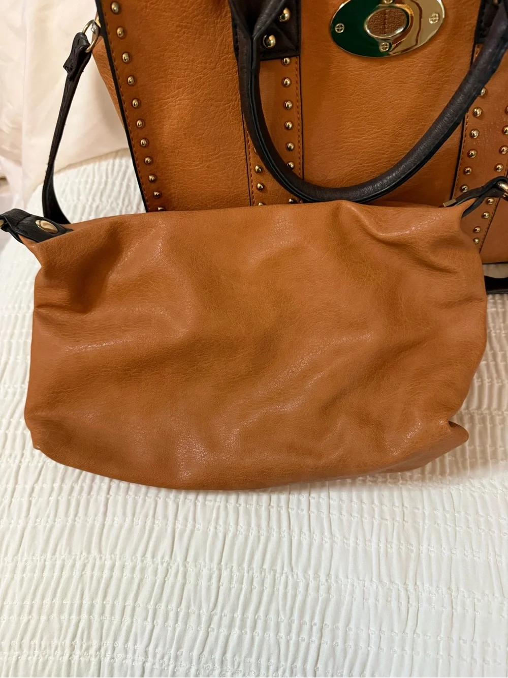 Tan and Dark Brown Studded Bag